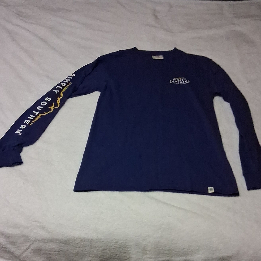 Simply Southern Blue Long Sleeve Tee with Yellow Accents